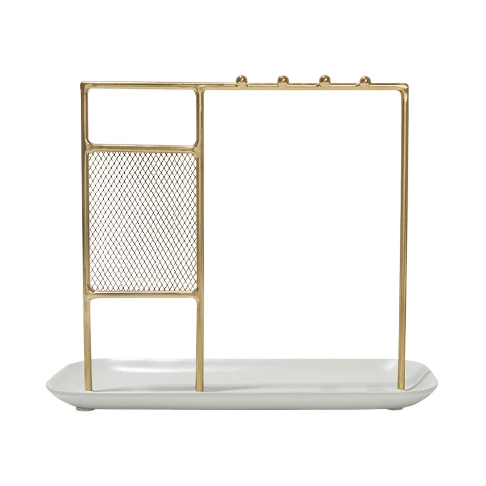 Summer & Rose Jewelry Display Stand Ceramic Gold Metal Necklace Earrings Trinket